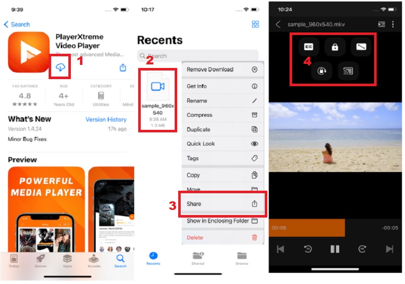 locate the mkv file and transfer it to the app