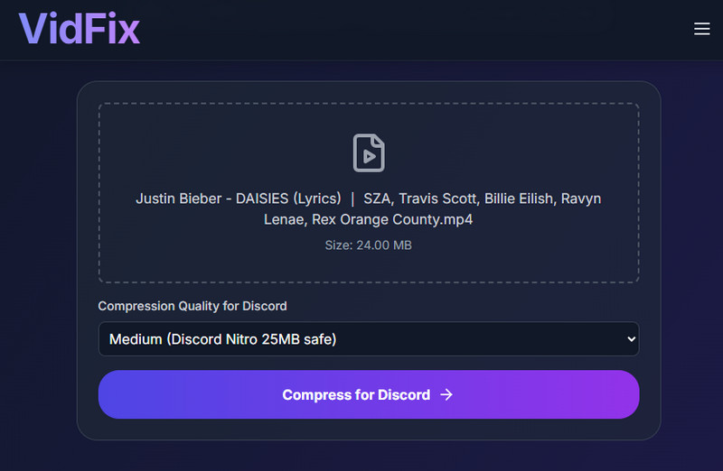 vidfix video compressor interface