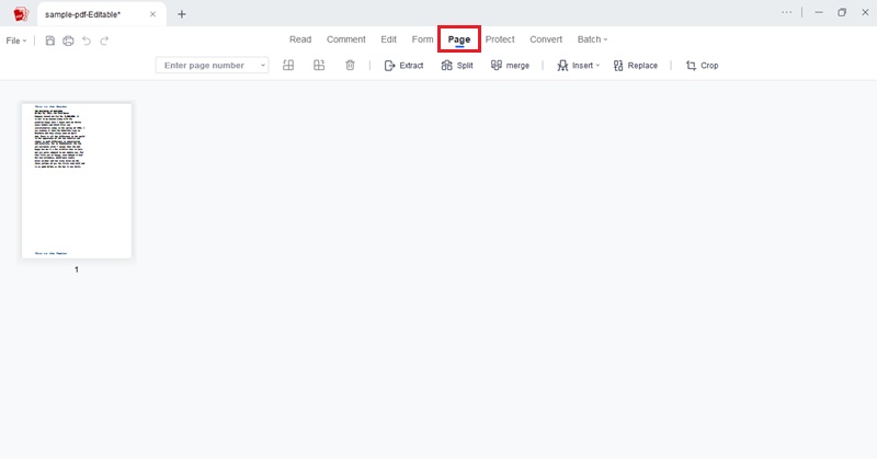 access the page tab