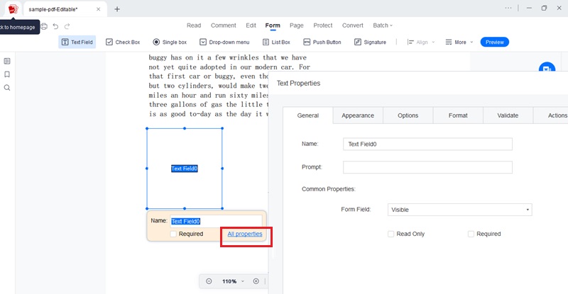 adjust field properties