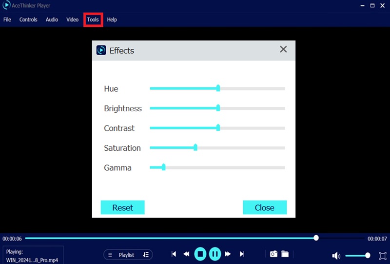 acethinker player effects window