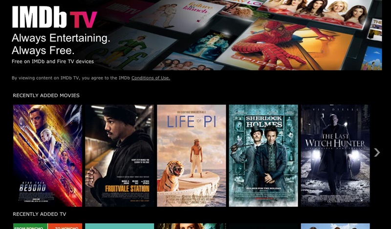 imdb tv interface