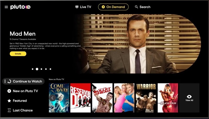 pluto tv interface