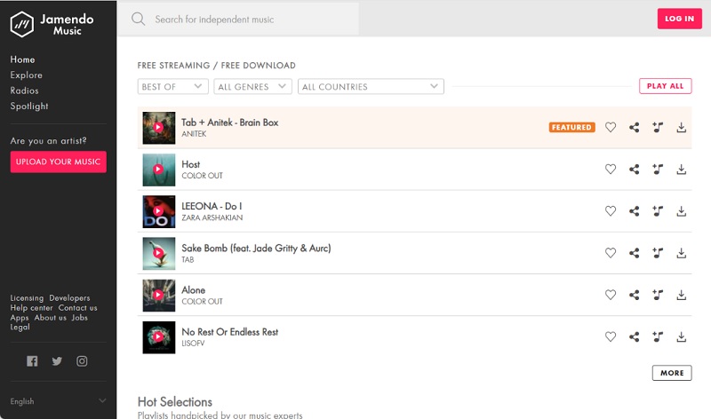 jamendo interface