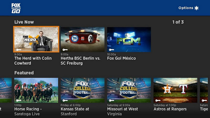 fox sports movie options