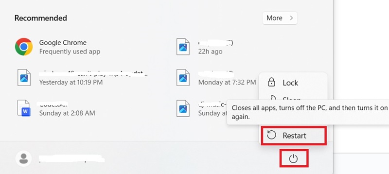 restart button