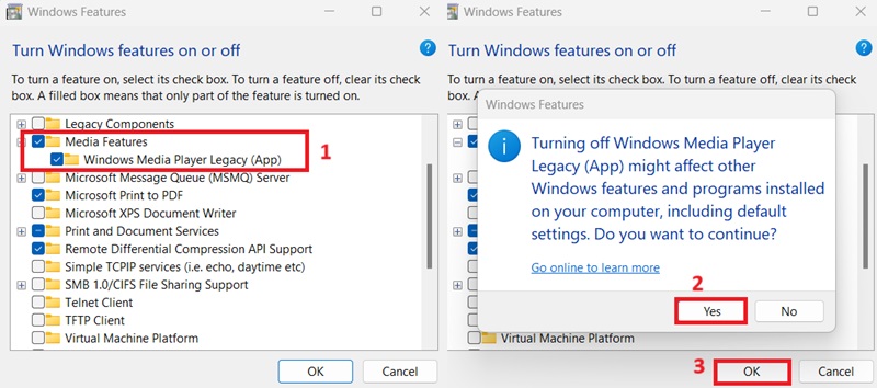 windows feature menu